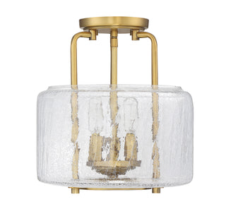 Avalon Three Light Semi-Flush Mount in Warm Brass