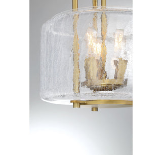Avalon Three Light Semi-Flush Mount in Warm Brass