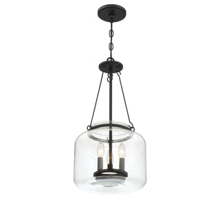 Akron Three Light Pendant in Matte Black