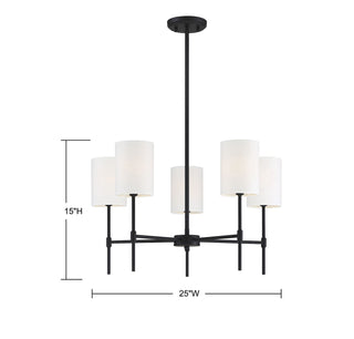 Mchan Five Light Chandelier in Matte Black