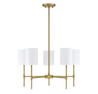 Mchan Five Light Chandelier in Natural Brass