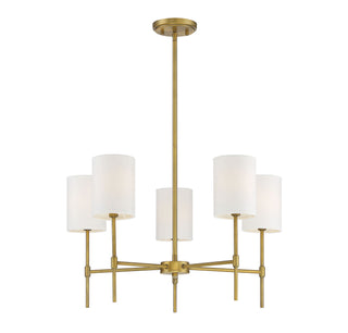 Mchan Five Light Chandelier in Natural Brass