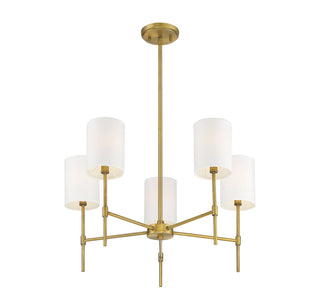 Mchan Five Light Chandelier in Natural Brass