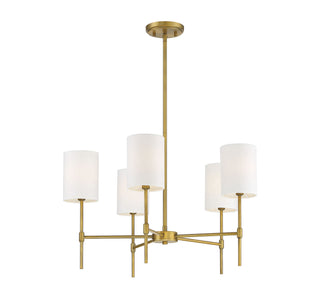 Mchan Five Light Chandelier in Natural Brass
