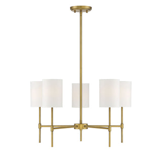 Meridian - M10067NB - Five Light Chandelier - Mchan - Natural Brass