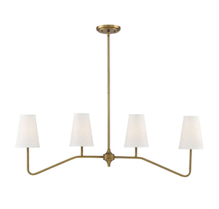 Meridian - M10078NB - Four Light Linear Chandelier - Mchan - Natural Brass