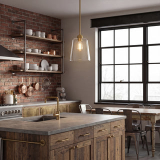 Mpend One Light Pendant in Natural Brass