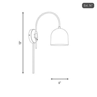 Mscon One Light Wall Sconce in Natural Brass