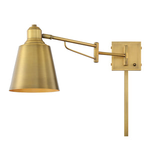 Mscon One Light Wall Sconce in Natural Brass