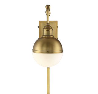 Mscon One Light Wall Sconce in Natural Brass