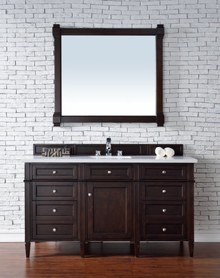 60 Inch Brittany Freestanding Vanity in Burnished Mahogany / White Zeus Top