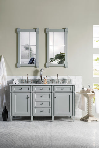 60 Inch Brittany Freestanding Vanity in Urban Gray / Carrara White Top
