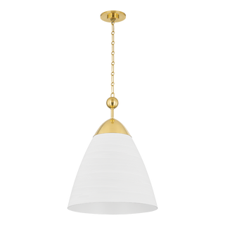 BRONSON Pendant with Aged Brass/white Plaster Finish