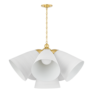 BRONSON Chandelier with Aged Brass/white Plaster Finish