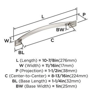 10-1/16 Inch CANDLER Cabinet Pull in Satin Nickel