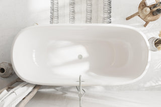67 inch Soaking Bathtub in Glossy White with Brushed Nickel Trim