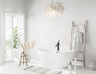 62 inch Soaking Bathtub in Glossy White with Matte Black Trim
