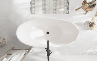 62 inch Soaking Bathtub in Glossy White with Matte Black Trim