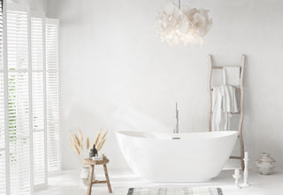 67 inch Soaking Bathtub in Glossy White with Brushed Nickel Trim