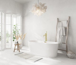 59 inch Bathtub in Glossy White with Brushed Gold Trim