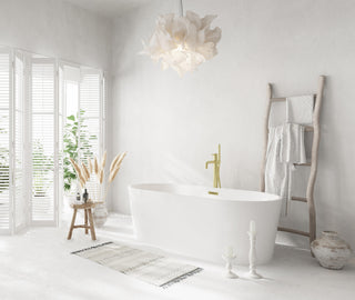 67 inch Bathtub in Glossy White with Brushed Gold Trim