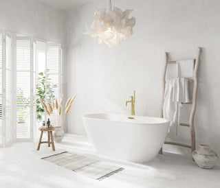 59 inch Bathtub in Glossy White with Brushed Gold Trim
