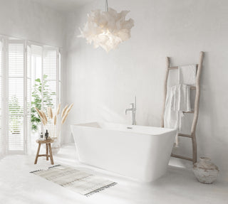 59 inch Bathtub in Glossy White with Brushed Nickel Trim