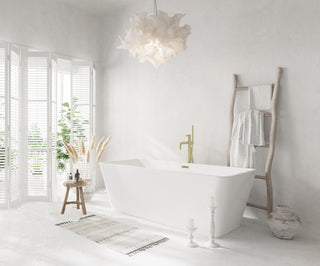 67 inch Bathtub in Glossy White with Brushed Gold Trim