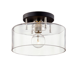 Bergamot Station Semi Flush with TEXTURED BLACK & POLISH NICKEL Finish