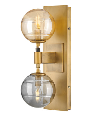 Oberon Medium Two Light Sconce in Heritage Brass