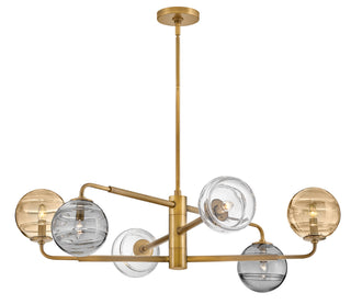 Oberon Large Adjustable Single Tier Chandelier in Heritage Brass