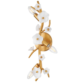 Azalea Large Three Light Sconce in Distressed Brass