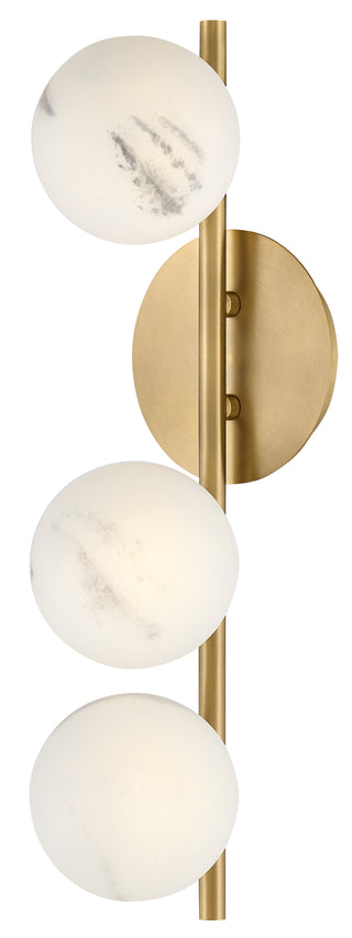 Selene Large Three Light Sconce in Lacquered Brass