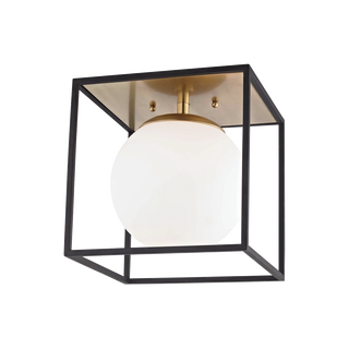 Aira Flush Mount in Aged Brass/black Finish