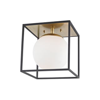 Aira Flush Mount in Aged Brass/black Finish