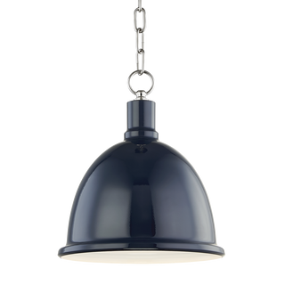 Blair Pendant in Polished Nickel/navy Finish