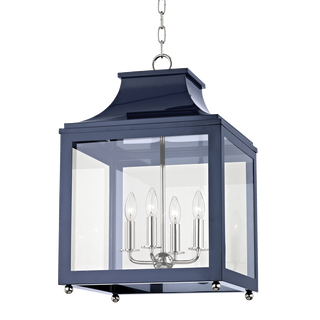 Leigh Lantern in Polished Nickel/navy Finish