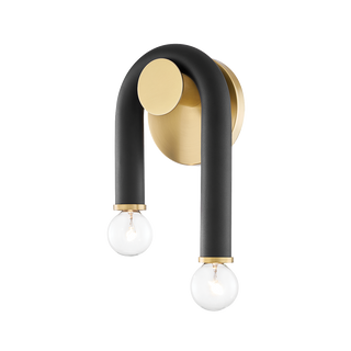 Whit Wall Sconce in Aged Brass/black Finish
