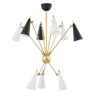 Moxie Chandelier in Aged Brass/black/white Combo Finish