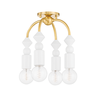 Flora Semi Flush in Aged Brass Finish