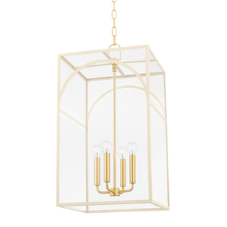 Addison Pendant in AGED BRASS/TEXTURED CREAM Finish