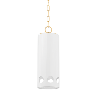 Jean Pendant in AGED BRASS/CERAMIC GLOSS WHITE Finish