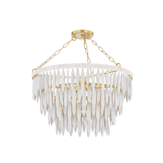 TIFFANY Chandelier in AGED BRASS/TEXTURED CREAM Finish