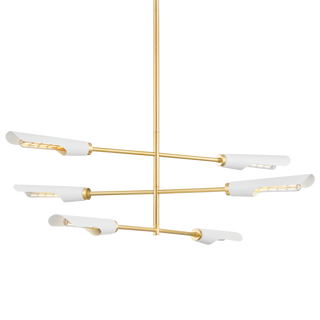 HARPERROSE Chandelier in AGED BRASS/SOFT WHITE Finish