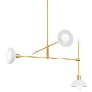 BILLIE Chandelier in AGED BRASS/SOFT WHITE Finish