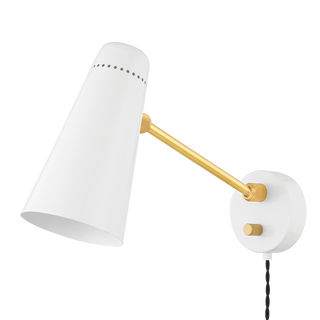 ALEX Plug-in Sconce in Aged Brass Finish