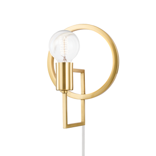 Tory Plug-in Sconce in Aged Brass Finish