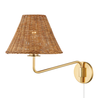 Issa Plug-in Sconce in Aged Brass Finish
