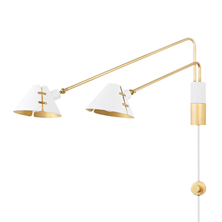 Split Plug-in Sconce with AGED BRASS/SOFT WHITE Finish