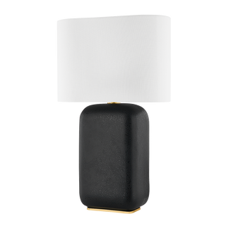 ARTHUR Table Lamp with AGED BRASS/BLACK LAVA CERAMIC Finish
